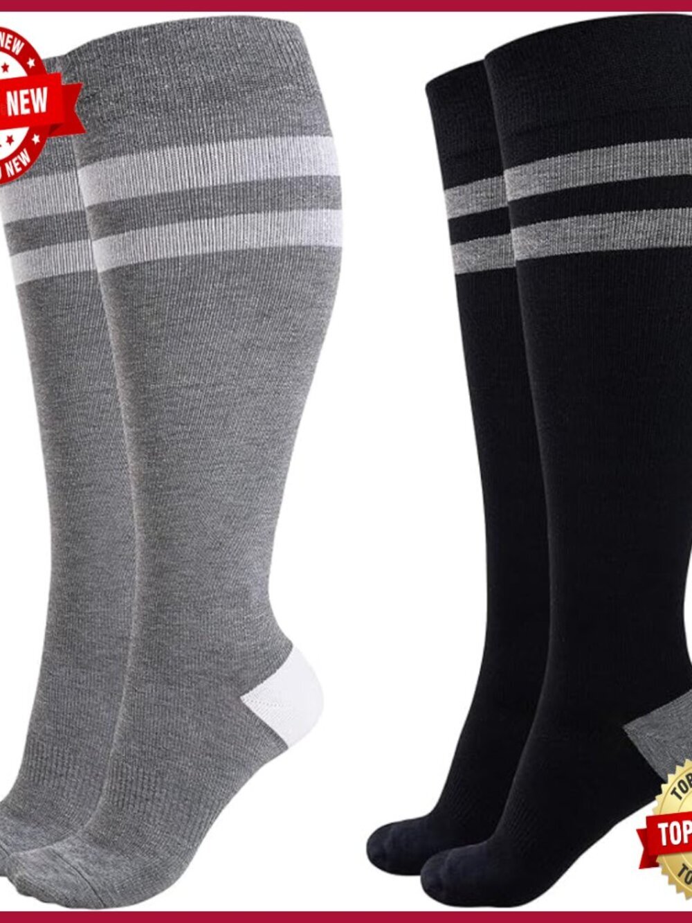 Wide Calf Compression Socks Knee High 15-20mmHg Support for Travel Pregnancy